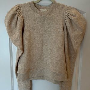Ulla puff sleeve sweater in a taupe neutral.